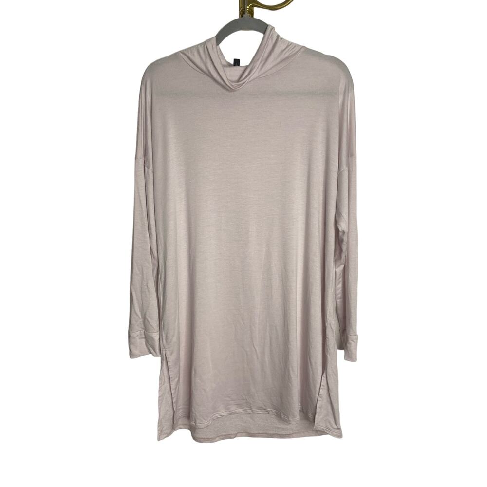 Eileen Fisher Turtleneck Long Sleeve Tunic Dress Side Slits Lilac Size Medium